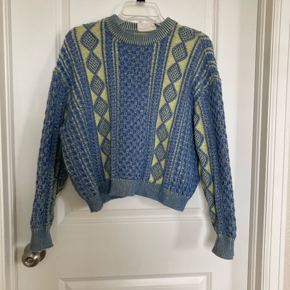Back Beat Co. Blue and Green Ribbed Knit